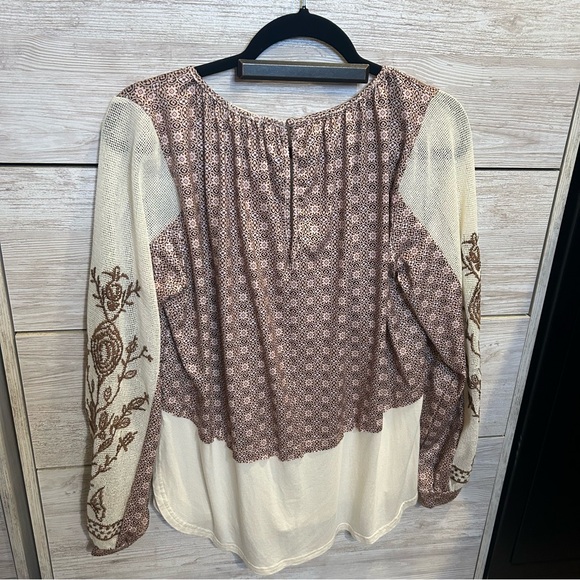 Gimmicks BKE Raw Edge Pieced Top in Creme Multi BOHO Peasant Prairie Sz S - Picture 7 of 7